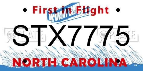 STX7775 North Carolina License Plate