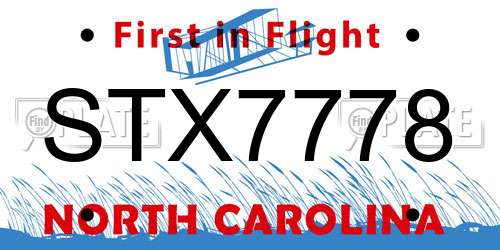 STX7778 North Carolina License Plate