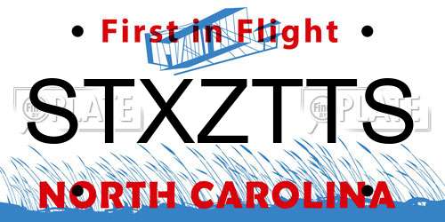 STXZTTS North Carolina License Plate