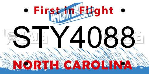 STY4088 North Carolina License Plate