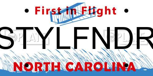 STYLFNDR North Carolina License Plate