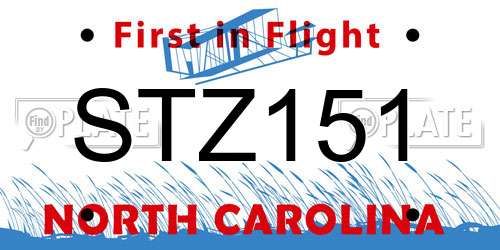 STZ151 North Carolina License Plate