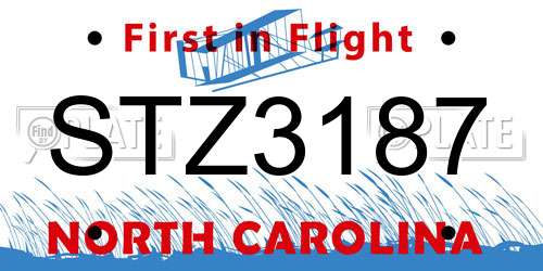 STZ3187 North Carolina License Plate