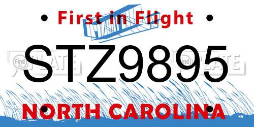STZ9895 North Carolina License Plate