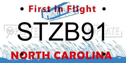 STZB91 North Carolina License Plate