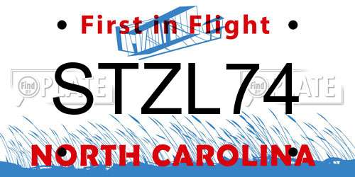 STZL74 North Carolina License Plate