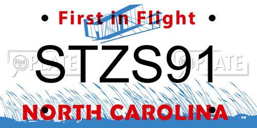 STZS91 North Carolina License Plate
