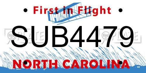 SUB4479 North Carolina License Plate