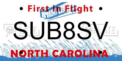 SUB8SV North Carolina License Plate