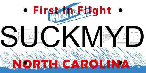 SUCKMYD North Carolina License Plate