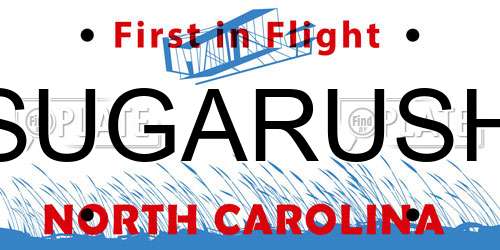 SUGARUSH North Carolina License Plate