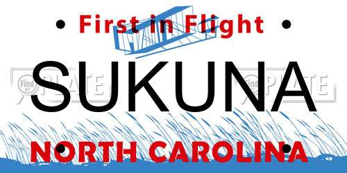 SUKUNA North Carolina License Plate