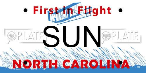 SUN North Carolina License Plate