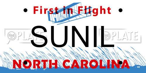 SUNIL North Carolina License Plate