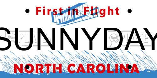SUNNYDAY North Carolina License Plate