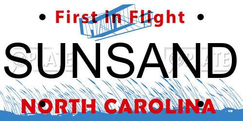 SUNSAND North Carolina License Plate