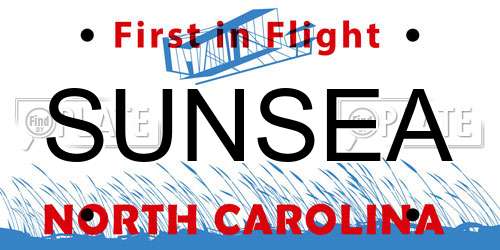 SUNSEA North Carolina License Plate