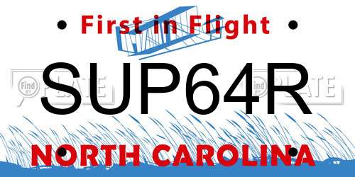 SUP64R North Carolina License Plate
