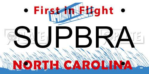 SUPBRA North Carolina License Plate