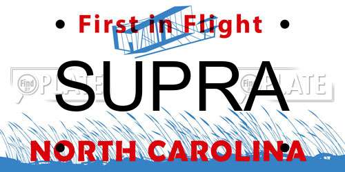 SUPRA North Carolina License Plate