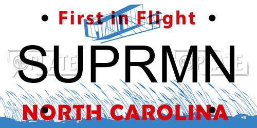 SUPRMN North Carolina License Plate