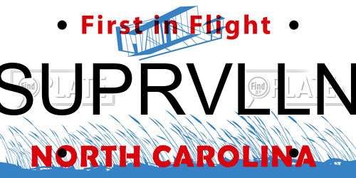 SUPRVLLN North Carolina License Plate