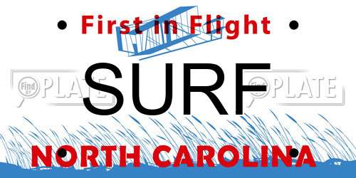 SURF North Carolina License Plate