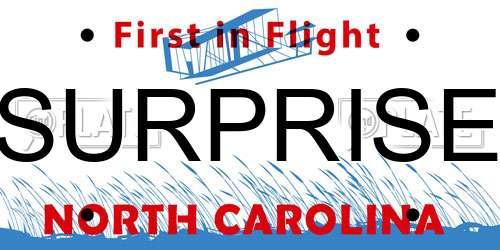SURPRISE North Carolina License Plate