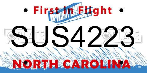 SUS4223 North Carolina License Plate