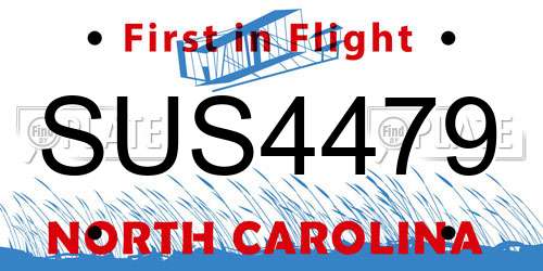 SUS4479 North Carolina License Plate
