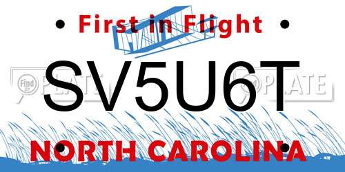 SV5U6T North Carolina License Plate