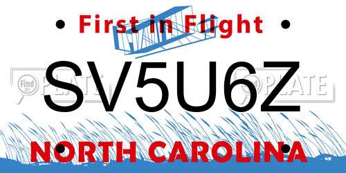 SV5U6Z North Carolina License Plate