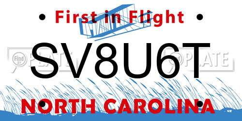 SV8U6T North Carolina License Plate
