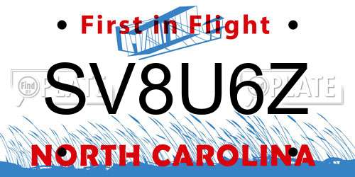 SV8U6Z North Carolina License Plate