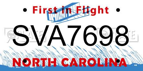 SVA7698 North Carolina License Plate