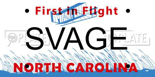 SVAGE North Carolina License Plate