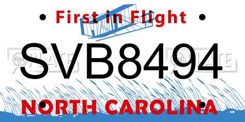 SVB8494 North Carolina License Plate