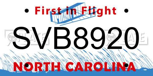 SVB8920 North Carolina License Plate