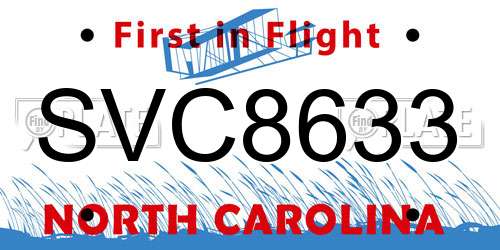 SVC8633 North Carolina License Plate