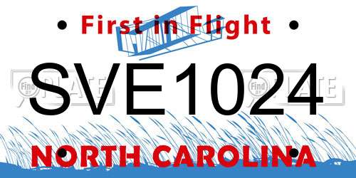 SVE1024 North Carolina License Plate