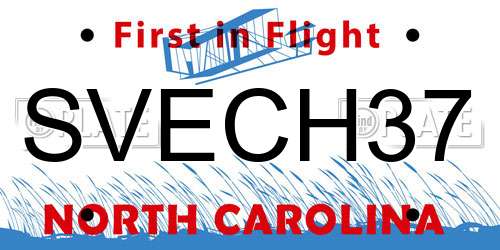SVECH37 North Carolina License Plate