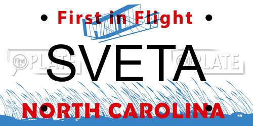 SVETA North Carolina License Plate