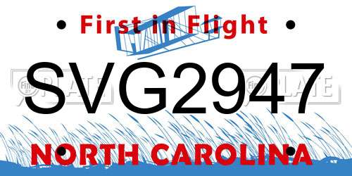SVG2947 North Carolina License Plate