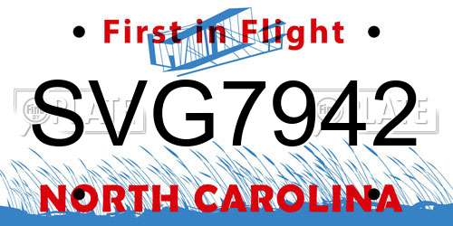 SVG7942 North Carolina License Plate