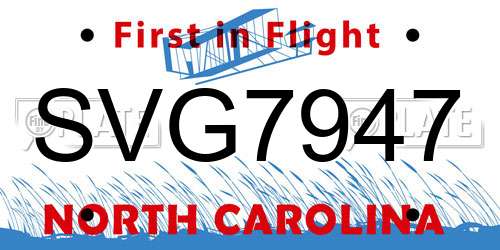 SVG7947 North Carolina License Plate