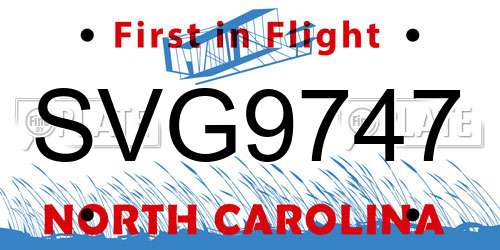 SVG9747 North Carolina License Plate