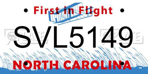 SVL5149 North Carolina License Plate
