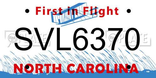 SVL6370 North Carolina License Plate