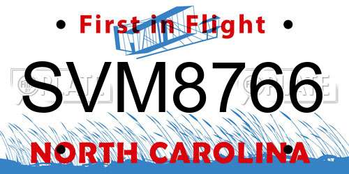 SVM8766 North Carolina License Plate