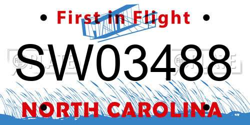 SW03488 North Carolina License Plate